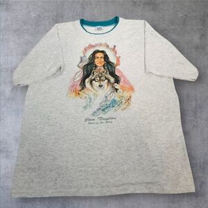 Vintage 90 Jan Taylor Eye of the Wolf Tribal Native American Tee-Shirt Large F86